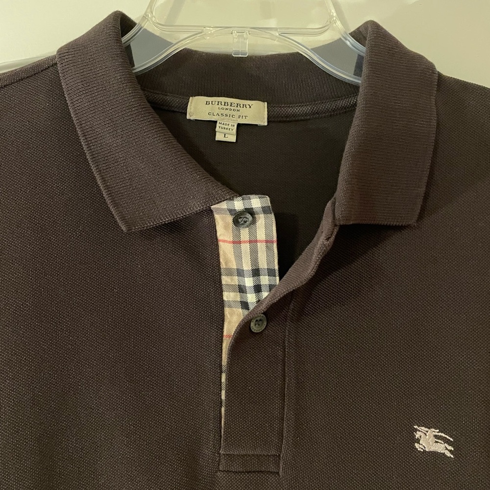 Brown Burberry Polo with Nova Check Pattern